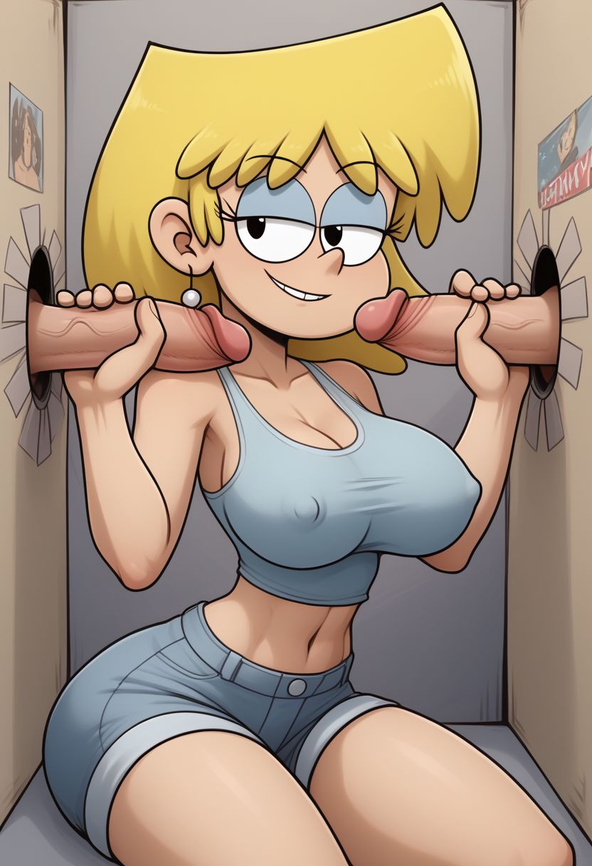 ai generated, female, glory hole, handjob, lori loud, male, partial male, penis, the loud house