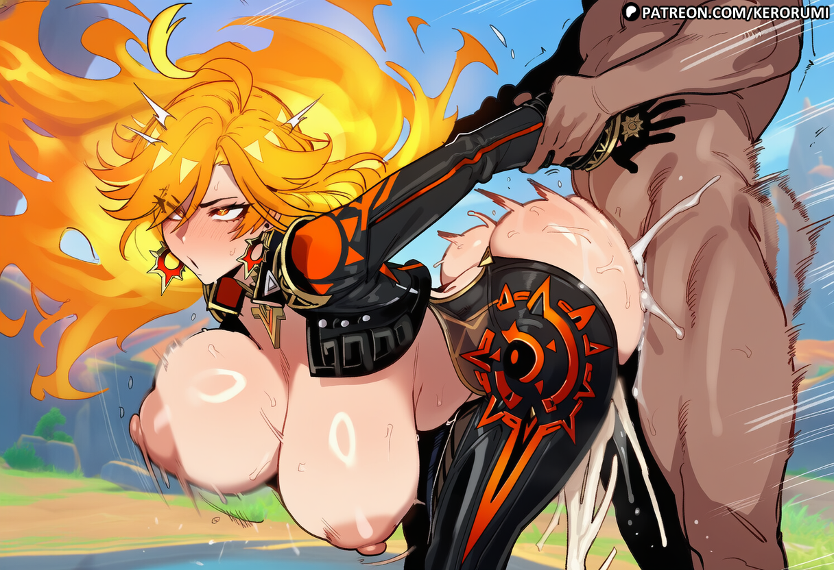 1boy, 1boy1girl, 1girl, 1girl1boy, 1girls, ahe gao, ahegao, ahegao face, ai generated, areolae, arm grab, ass, bent over, blonde hair, blush, blush lines, blushing, bouncing breasts, breasts, breasts out, butt, creampie, cum, cum in pussy, cum inside, cum overflow, excessive cum, eyes rolling back, female, female focus, female/male, fucked from behind, genshin impact, gigantic breasts, grabbing, grabbing from behind, hetero, hoyoverse, huge breasts, kerorumi, large breasts, male/female, mature female, mavuika (genshin impact), mihoyo, multicolored hair, natlan girls, nipples, patreon, patreon link, patreon logo, patreon url, patreon username, red eyes, red hair, rolling eyes, rough sex, sex, sex from behind, sexy, shiny skin, straight, sweat, sweatdrop, sweating, sweaty, sweaty body, sweaty breasts, yellow eyes, yellow hair