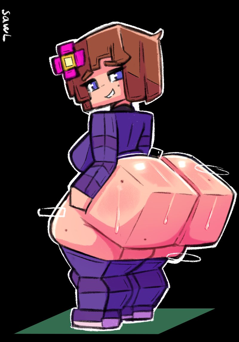 1girls ass ass_bigger_than_head ass_bigger_than_torso ass_out big_ass big_breasts bottom_heavy bottomless bottomless_female breasts brown_hair bubble_butt busty clothing fat_ass female female_only flower flower_in_hair huge_ass jenny_belle_(slipperyt) large_ass large_breasts looking_at_viewer looking_back massive_ass minecraft notsawl slipperyt solo square_ass sweater thick_ass thick_thighs thunder_thighs wide_hips