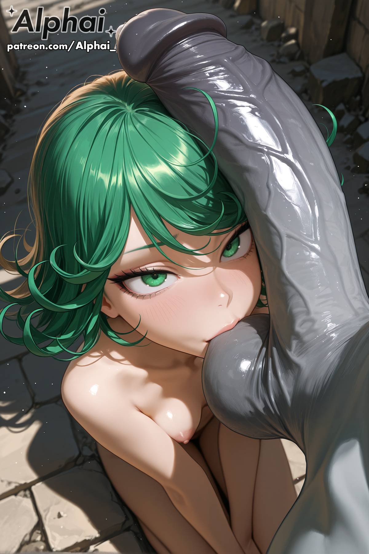 1girl 2025 2026 2girls 4k absurd_res absurdres ai ai-created ai-generated ai_art ai_assisted ai_generated alphai balls bangs bare_legs black_hair blush blushing cinematic_lighting close-up colorful_background curly_hair debris depth_of_field detailed_hair detailed_skin detailled_background dramatic_shadows eyelashes eyeliner fat_male female female_face flat_chest flipped_hair floating_hair forehead fuhrer_ugly green_eyes green_hair grey_skin_male half_closed_eyes high_angle high_quality high_resolution highres naughty_face nipples one-punch_man one_punch_man outdoors parted_bangs particles patreon patreon_link patreon_url patreon_username penis_on_face penis_on_head penis_over_one_eye petite psychic_powers raised_eyebrows seductive_eyes semirealistic short_hair short_stature side_angle size_difference size_play skindentation small_breasts small_waist sucking_testicles tatsumaki tatsumaki_(one-punch_man) telekinesis thighs tsundere volumetric_lighting waist_apron watermark wide_eyes wind_blown_hair