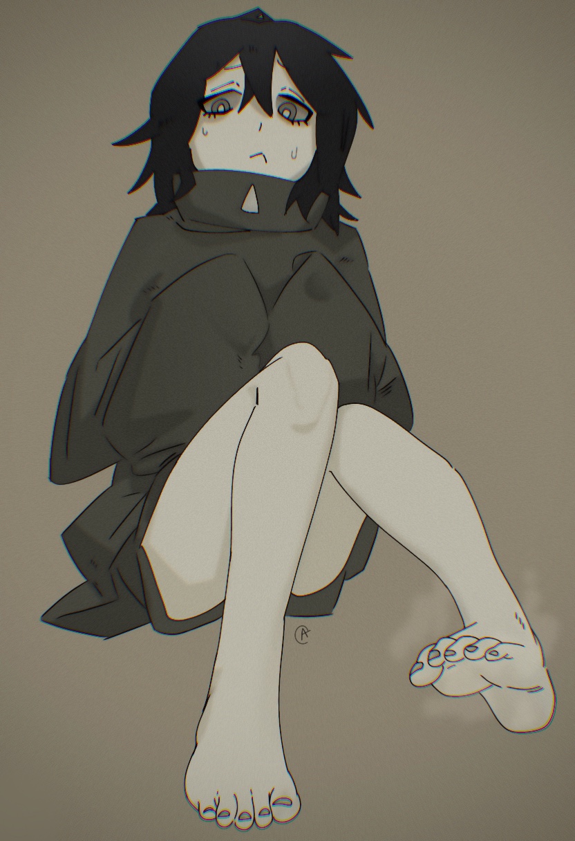 1girl at.draws at.scribble feet hatsune_miku looping_the_rooms_(vocaloid) mv_character nails smell smelly smelly_feet sole_female soles unnamed_character vocaloid