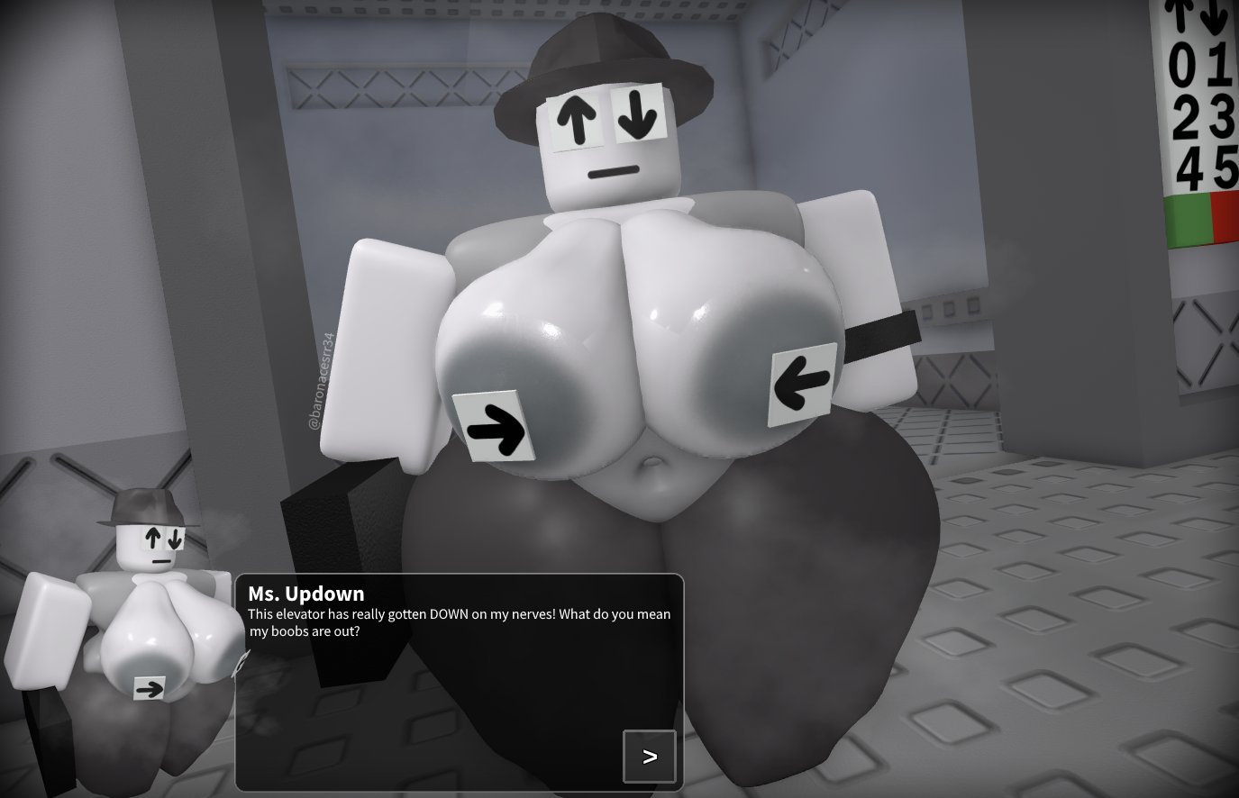 1girls, 3d, baronaces, big breasts, covered eyes, covered nipples, dialogue, die of death (roblox), english text, roblox, roblox game, robloxian, tagme, tagme (character), text, text box, thick thighs