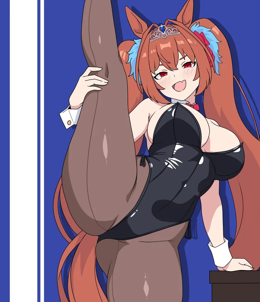1girls 2d 2d_(artwork) 2d_artwork animal_ear_fluff animal_ears animal_tail arm_support ass ass_visible_from_the_front ass_visible_through_thighs background belly_button big_breasts black_bunnysuit black_leotard black_topwear blue_background blush_face blush_lines blushing blushing_at_viewer blushing_female blushing_lines bowtie breasts breasts_apart brown-haired_female brown_hair brown_legwear brown_pantyhose bunny_costume bunnygirl bunnygirl_outfit bunnysuit busty busty_female busty_girl cat_ears cat_tail collar daiwa_scarlet_(umamusume) digital digital_art digital_drawing digital_drawing_(artwork) digital_media digital_media_(artwork) drawing eviconstantine feet_up female female_focus female_only fingers flushed flushed_cheeks flushed_face foot_up groin hair_between_eyes hair_intakes hair_ornament hair_ornaments hand_on_leg hand_on_own_leg hand_on_own_thigh hand_on_thigh head_tilt horse_ears horse_girl horse_tail hourglass_figure huge_breasts inframammary_fold inguinal_crease inguinal_ligament knee_up kneepits knees knees_up large_breasts lean_figure leg_lift leg_up legs_apart legs_spread legs_up legwear leotard lifting_leg long_hair looking_at_viewer looking_down looking_down_at_viewer monotone_background narrow_waist navel one_color_background open_mouth open_mouth_smile pantyhose parted_lips plain_background plump_breasts portrait posing posing_for_the_viewer red-eyed_female red_bowtie red_eyes shoulders slender_body slender_waist slim_female slim_waist smile smiley_face smiling smiling_at_viewer solid_color_background solo spread_legs spreading_legs spreading_thighs standing tail thick_thighs thighs tiara tied_hair tilted_head tongue topwear touching_leg touching_thigh twintails twintails_(hairstyle) umamusume umamusume_pretty_derby underboob upper_body very_long_hair very_long_hair_female video_game video_game_character video_games white_collar white_wrist_cuffs wide_hips wrist_cuffs