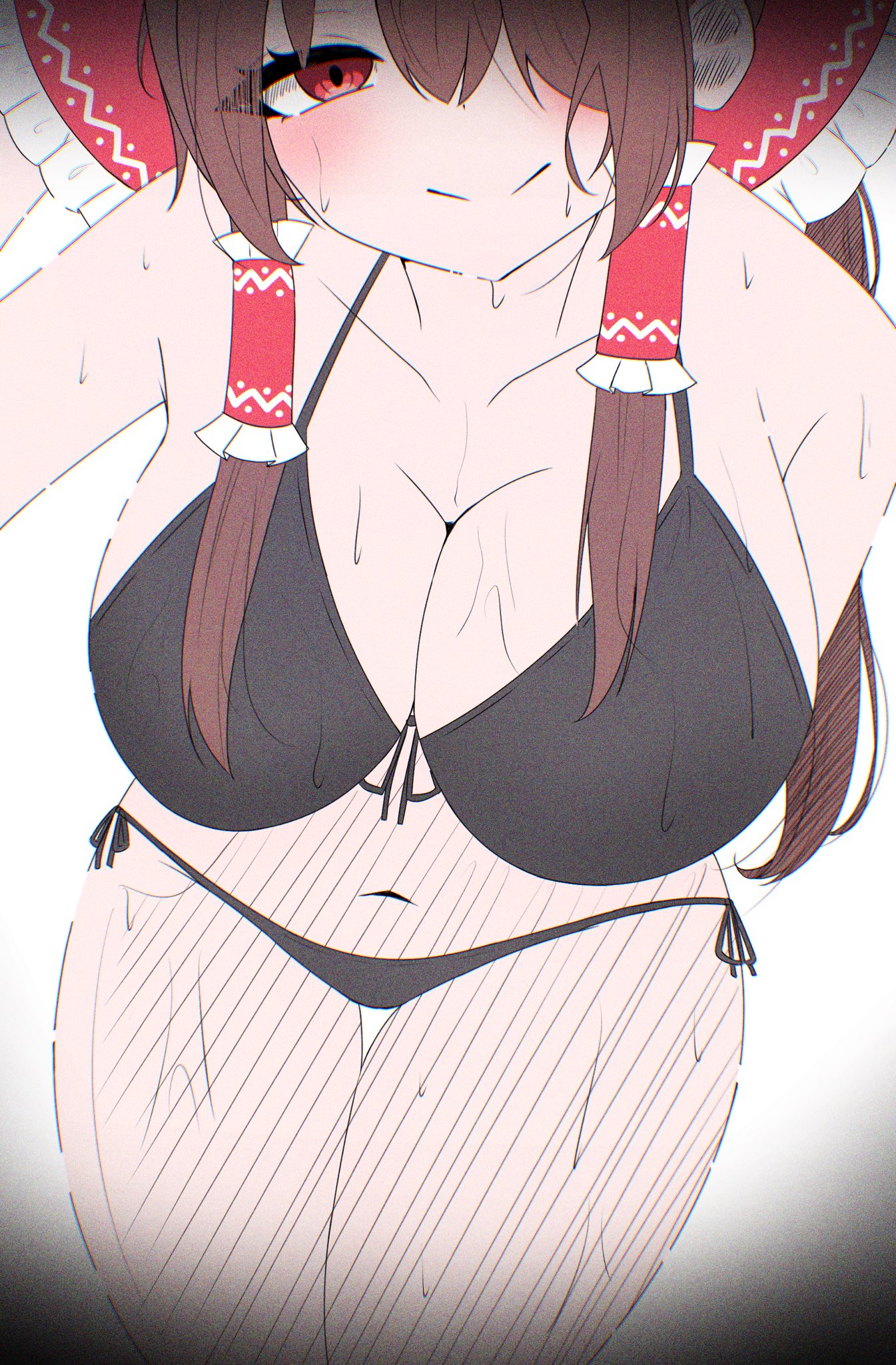 1girls, bikini, breasts, long hair, mikan7f, reimu hakurei, swimsuit, tagme, touhou