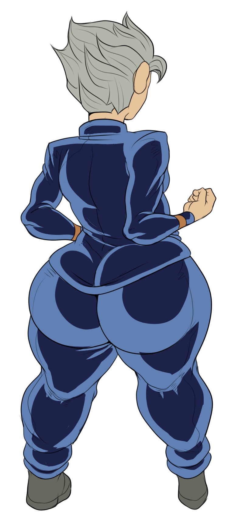alternate costume, alternate version available, ass, ass view, back, back view, big ass, blue clothes, detnox, femboy, femboy only, girly, jojo's bizarre adventure, koichi hirose, male, male only, school uniform, spiky hair, thick ass, thick thighs, thighs, trap, vento aureo, white hair