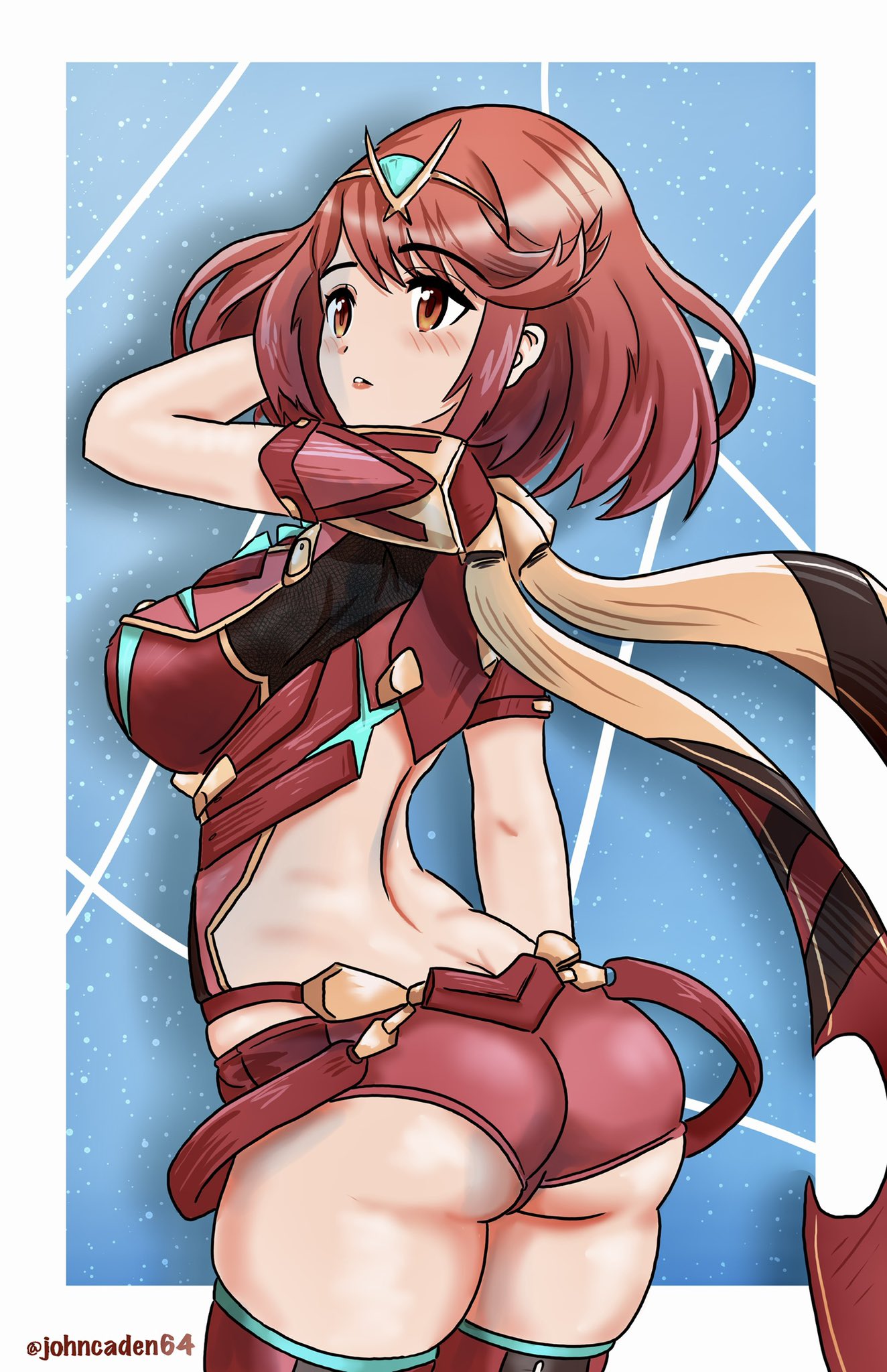 1girls ass female female_only johncaden nintendo pyra sideboob solo tagme xenoblade_(series) xenoblade_chronicles_2