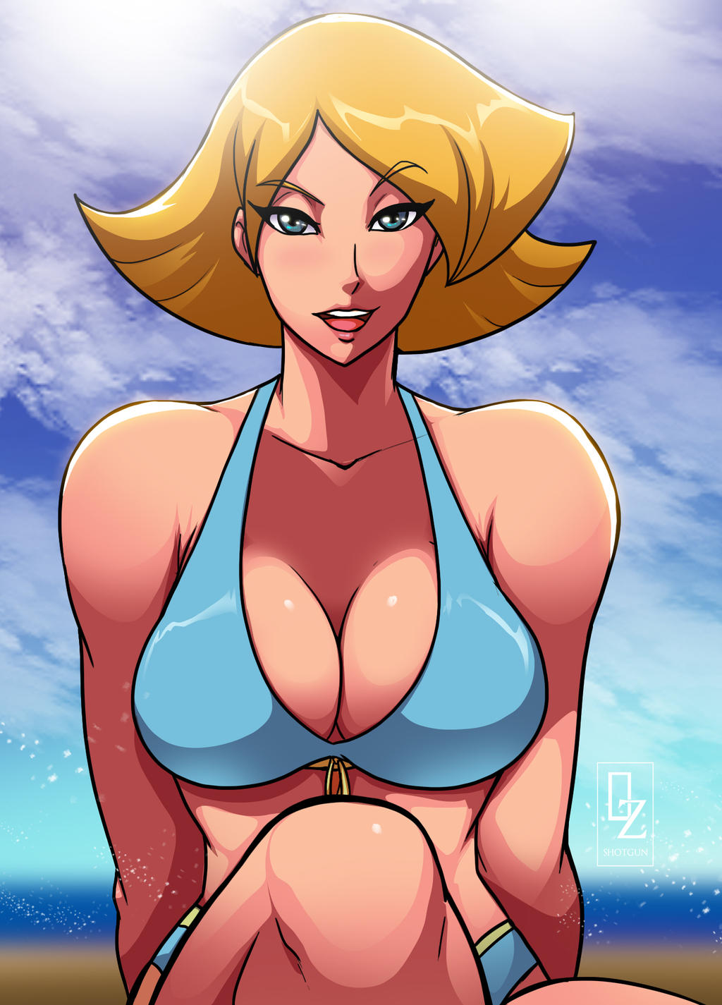 1girls artist_name big_breasts blonde_hair blonde_hair breasts clothed_female clover_(totally_spies) female female_focus female_only hips large_ass large_breasts osmar-shotgun smile solo thick thick_legs thick_thighs totally_spies voluptuous watermark wide_hips