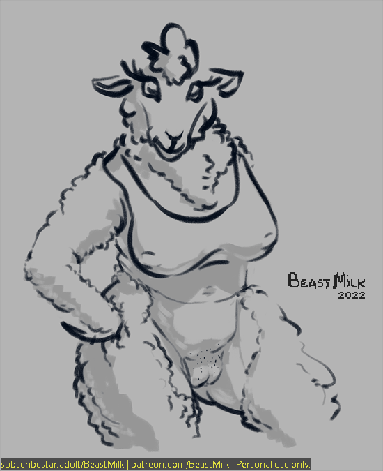 beastmilk bovid breasts caprine clothing genitals mammal pussy shaved_pussy sheep shirt topwear wool_(disambiguation)