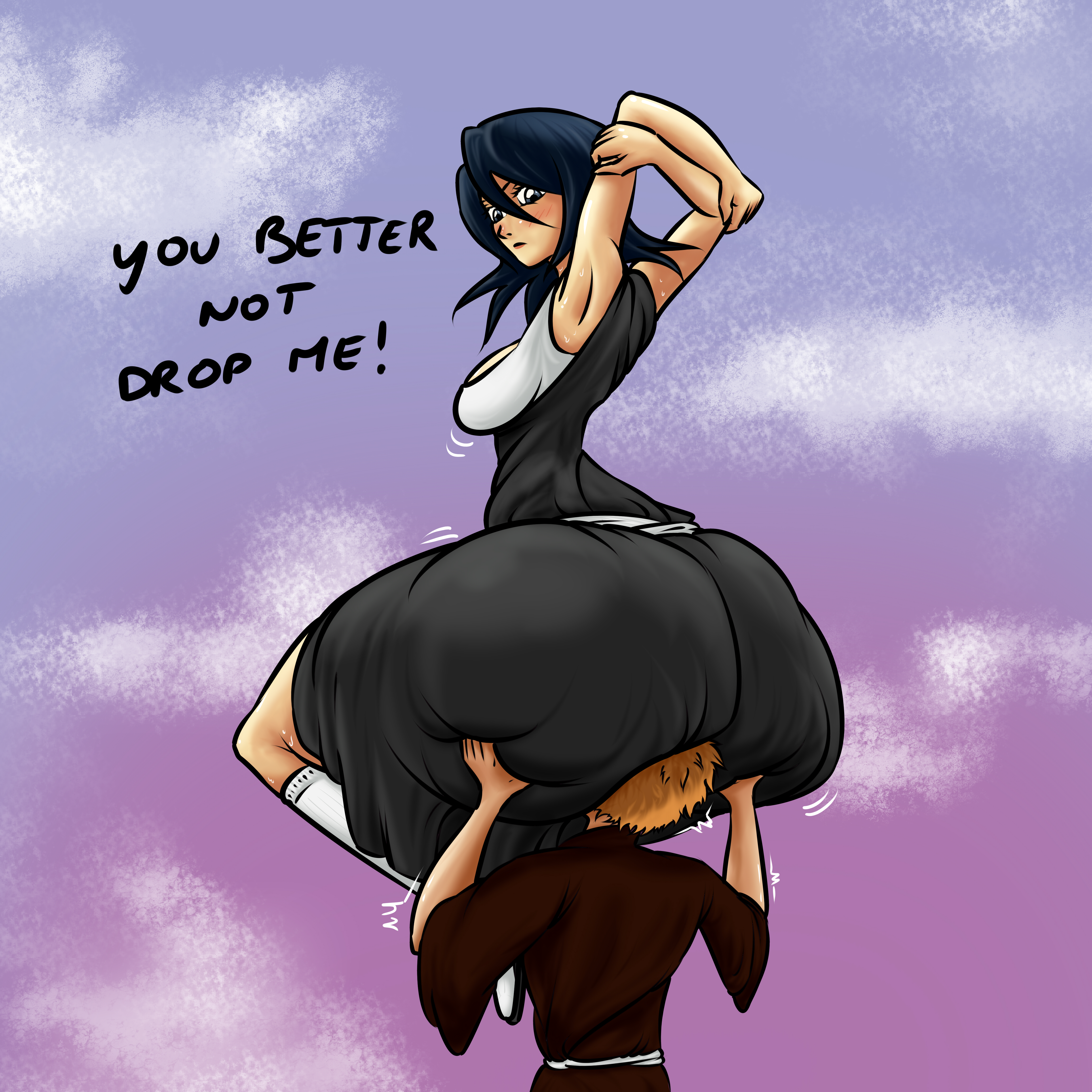 ass, ass on face, big ass, bleach, facesitting, female, fetish, huge ass, ichigo kurosaki, kuchiki rukia, smothering, voluptuous