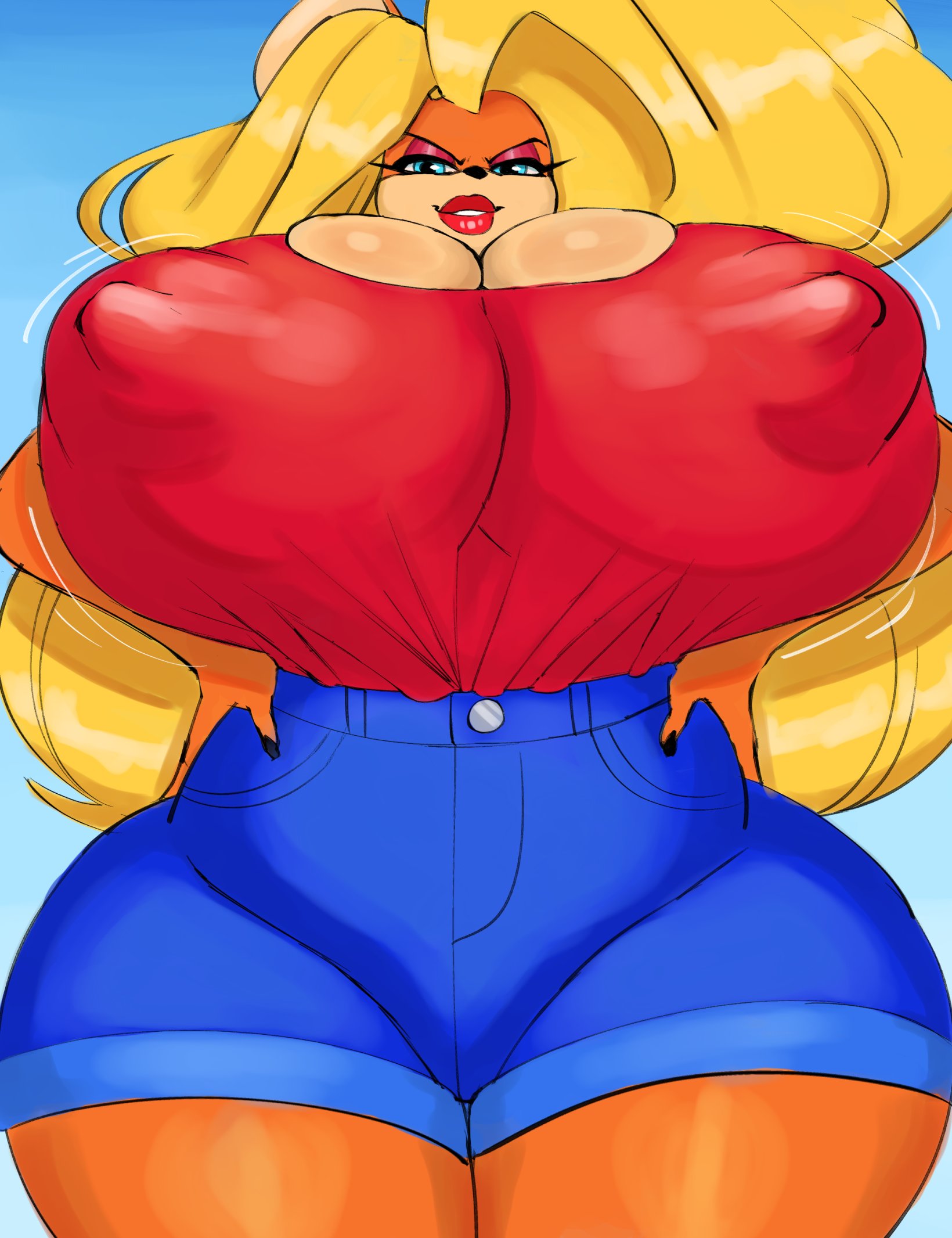big breasts, breasts, crash (series), crash bandicoot (series), female, furry, geebie33, huge breasts, tagme, tawna bandicoot, thick thighs, wide hips