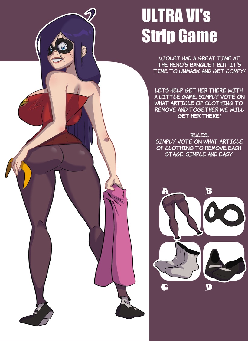 1girls 2d_(artwork) ass black_hair clothing disney english_text gewd-boi long_hair pixar purple_background solo_female tagme text the_incredibles violet_parr white_background