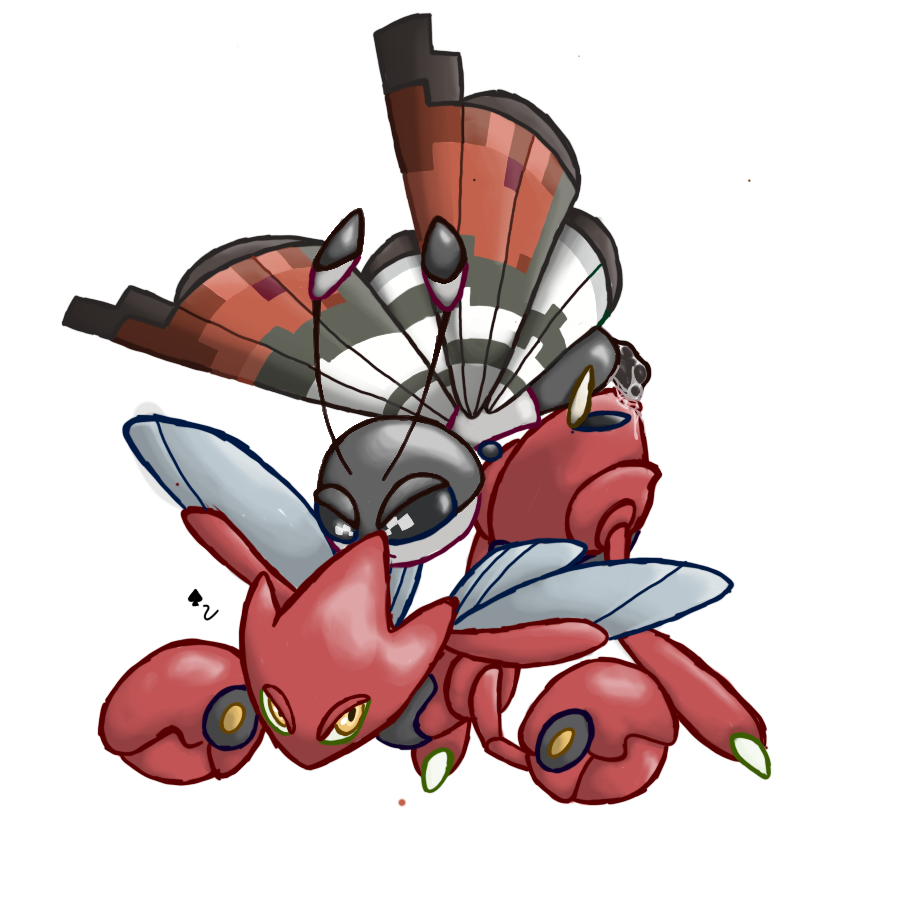 1boy1girl cum insect_wings insects no_humans ovipositor pokémon_(species) pokemon scizor transparent_background vivillon wings