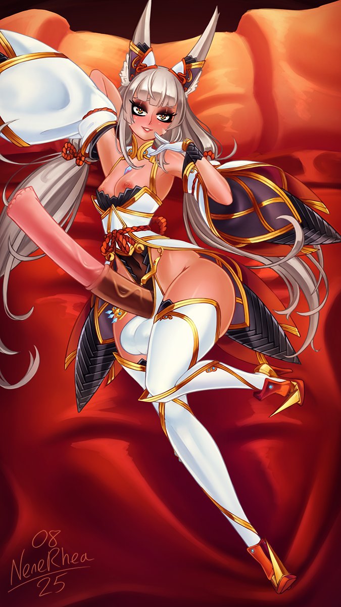1futa, animal ears, animal genitalia, animal genitalia on humanoid, areolae, bangs, bottom heavy, breasts, cat girl, catgirl, clothed, clothing, equine penis, excessive size, female, futa only, futanari, high heels, horsecock, horsecock futa, horsecock on humanoid, hourglass figure, huge cock, huge hips, humanoid, intersex, kemonomimi, light skin, light-skinned futa, nenerhea, nia, nia (blade), nipples, partially clothed, penis, short hair, small breasts, solo, thick thighs, thighhighs, white hair, wide hips, xenoblade (series), xenoblade chronicles 2