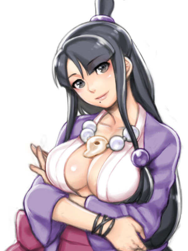 1girls big_breasts black_hair cleavage female female_only folks_(nabokof) fully_clothed gyakuten_saiban looking_at_viewer magatama magatama_necklace maya_fey mia_fey necklace possessed possession solo tagme