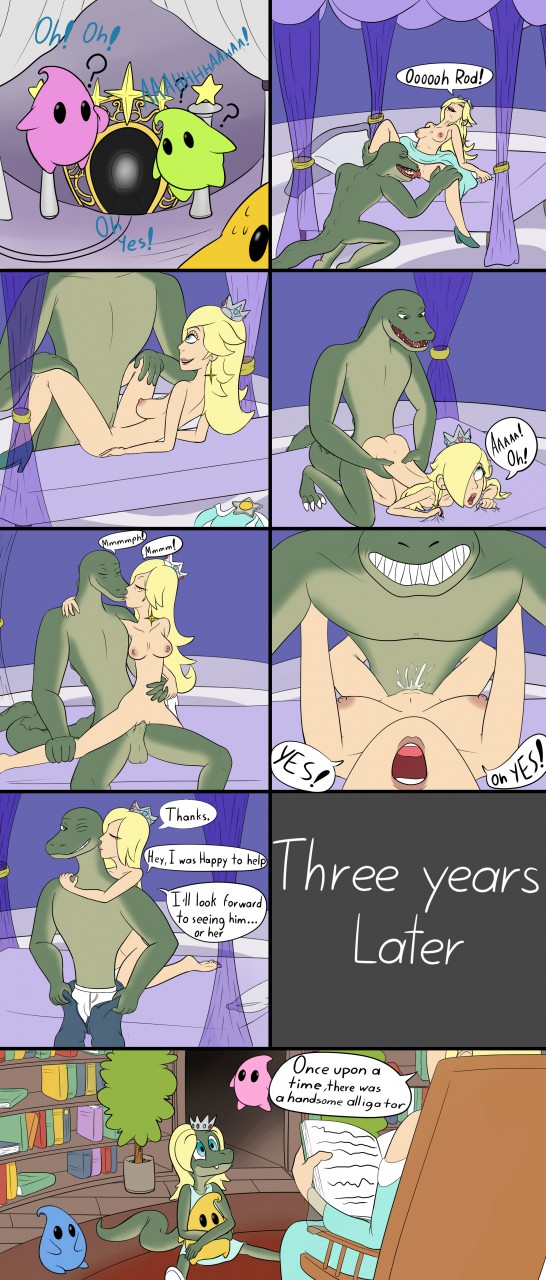 alligator anthro big_breasts comic cum cum_in_pussy cum_inside duskulldraws human human_on_anthro implied_pregnancy interspecies mammal mario_(series) naked nintendo nude princess_rosalina reptile rod_garth royalty sex super_mario_galaxy video_games