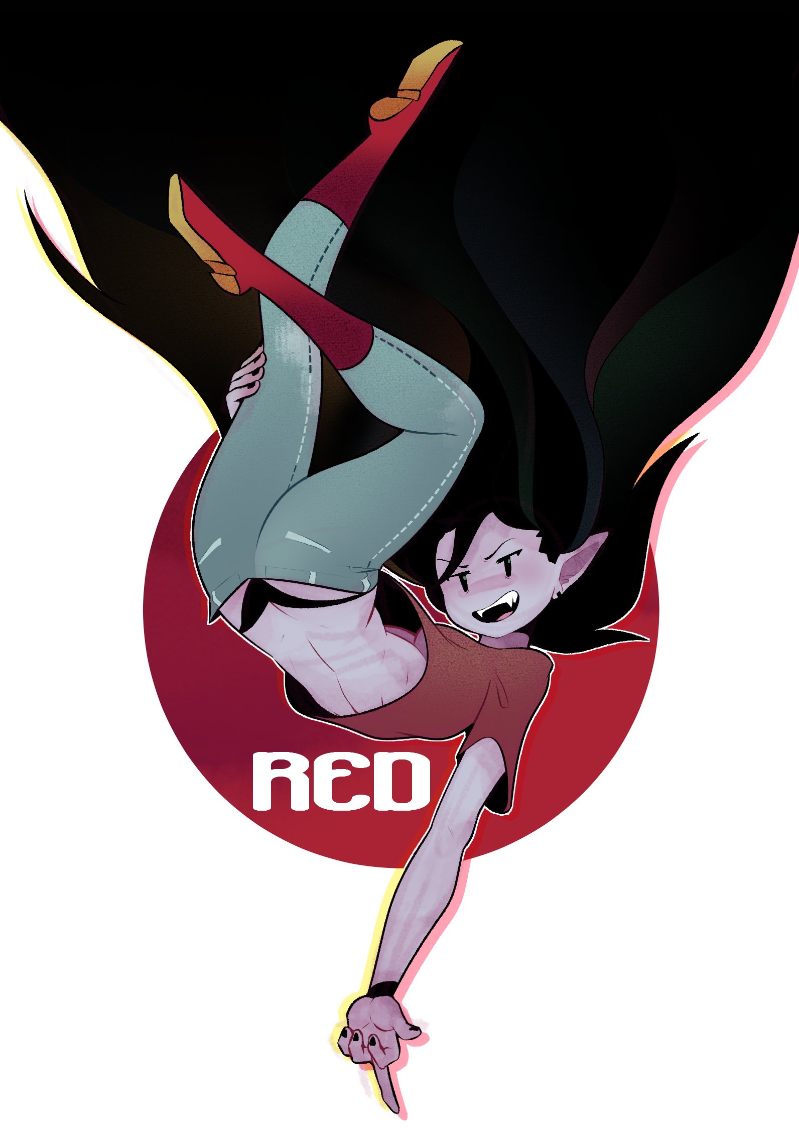 1girls, adventure time, ass, ass cleavage, ass crack, butt crack, dabble, female, female only, marceline, marceline abadeer, mob face, pants, pointy chin, simple background, solo, thong, wallpaper, white background