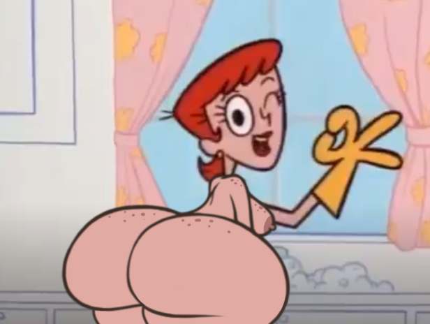 1girls ass big_ass blubberwhale_(artist) breasts dexter's_laboratory dexter's_mom edit female mature_female milf mother nude_female screenshot_edit wink