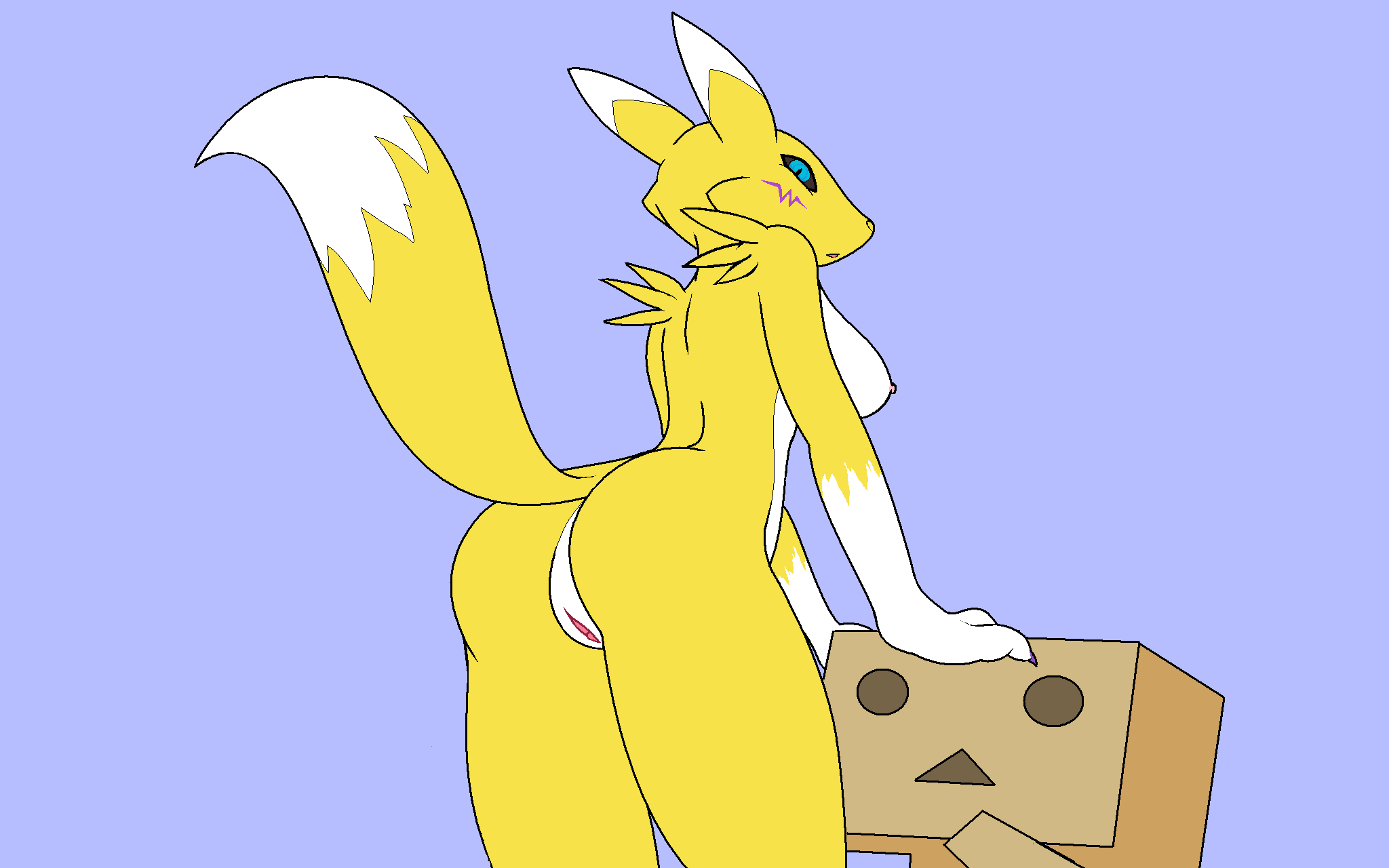 anthro ass canine danbo darkdoomer digimon female fox fur furry luvmuchine ms_paint pussy renamon solo