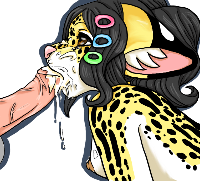 alpha_channel balls black_hair breasts brown_eyes color cum cum_in_mouth facial_cumshot feline fellatio female furry hair male nipples oral oral_cumshot oral_sex penis ruriko ruriko_(character) serval sex sideboob straight transparent transparent_background