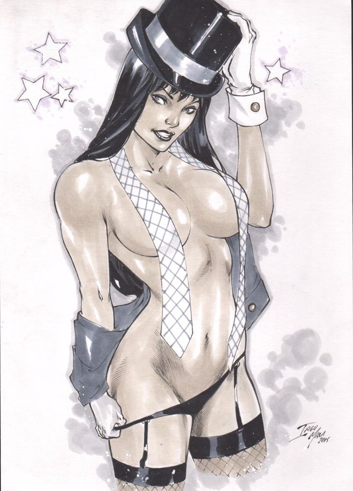 1girls big_breasts black_garter_straps black_hair black_hat black_stockings black_thong black_top_hat breasts breasts_apart dc dc_comics ed_benes_studio fishnet_stockings garter_straps hand_on_hat hat homo_magi iago_maia justice_league large_breasts long_hair looking_at_viewer loose_tie magician magician_hat pulling_thong_down solo_female solo_focus stockings thong thong_pull top_hat white_gloves zatanna zatanna_zatara