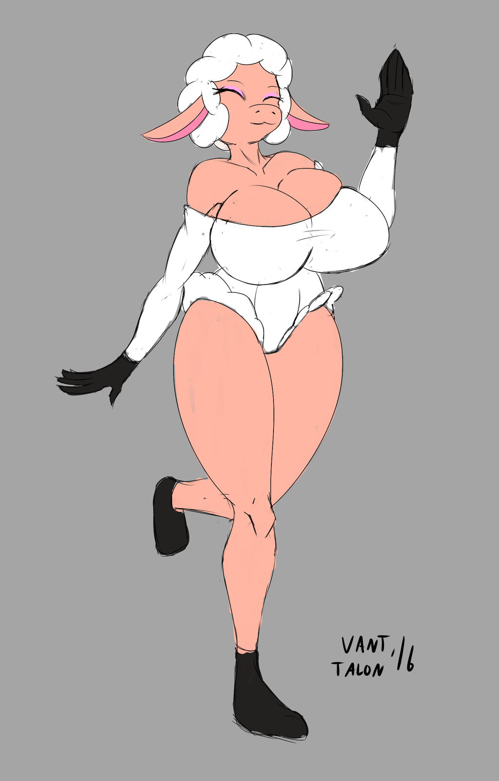 anthro big_breasts female female_focus female_only furry leggy_lamb metro-goldwyn-mayer sheep sheep_wrecked thick_thighs vant-talon(artist) wool_(fur)