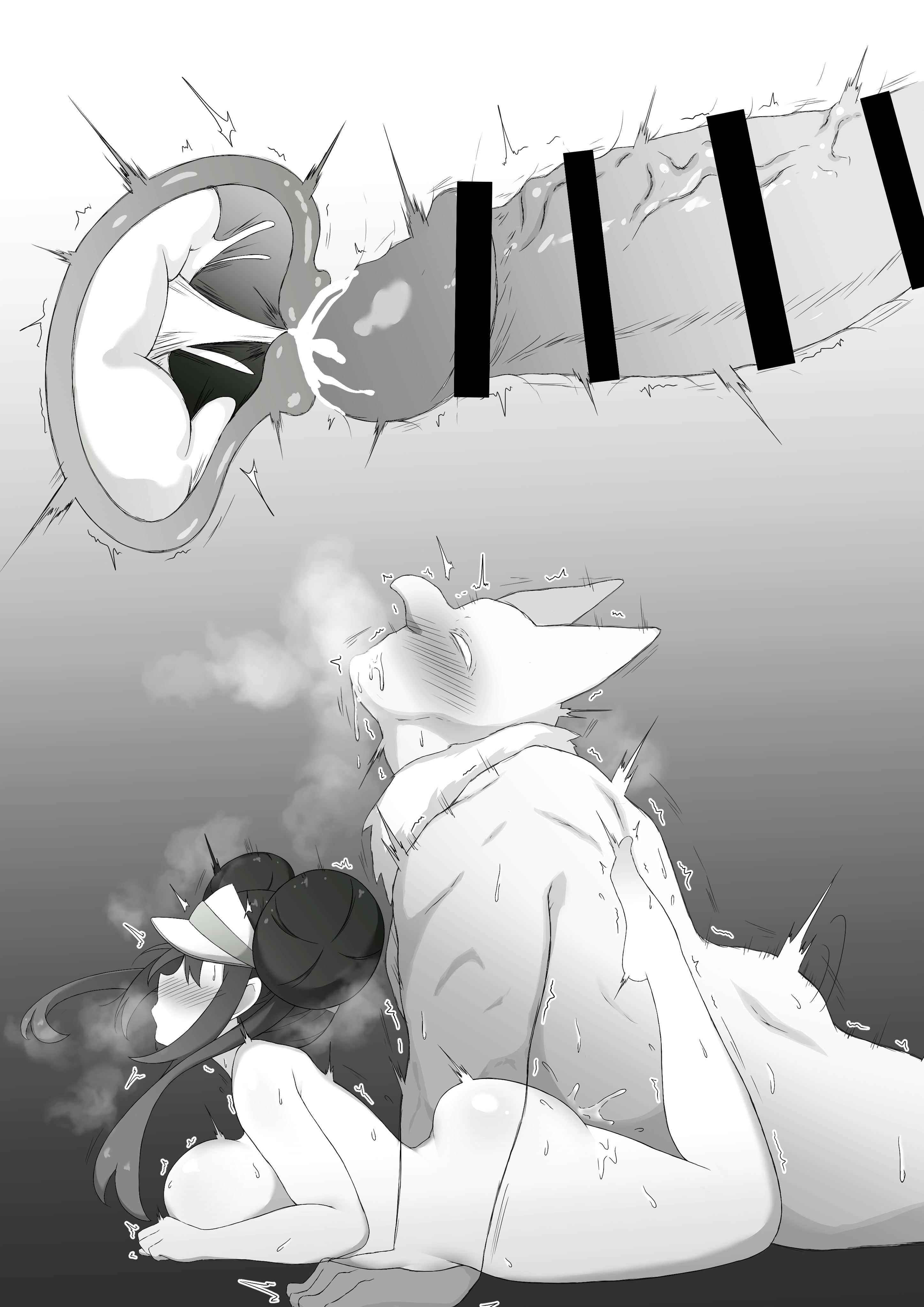 breasts, cum in pussy, female, hypno, large breasts, mochi (pixiv64114596), monochrome, pokemon, pokemon (species), pokemon bw2, pokephilia, prone bone, pussy, rosa (pokemon), sex from behind, tagme, twintails, x-ray
