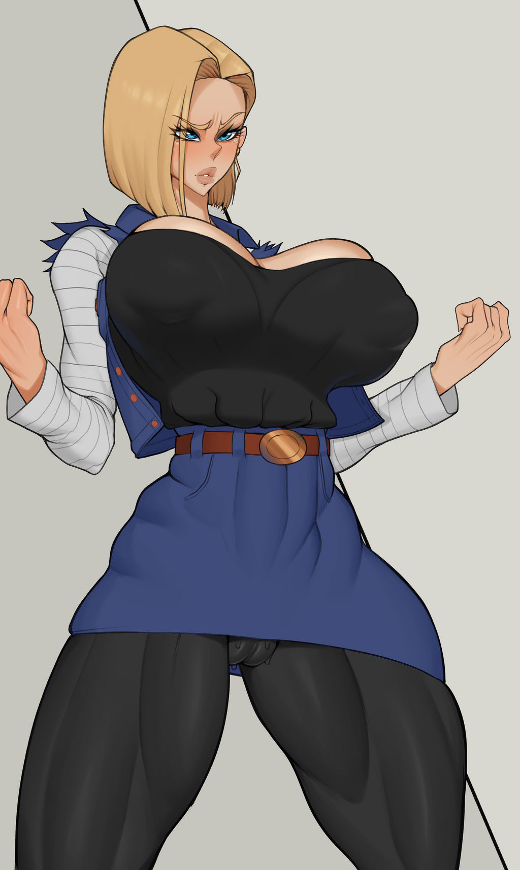1girls, alternate version available, android 18, ass, blonde, blonde hair, blue eyes, breasts, cameltoe, cleavage, curvy, dragon ball, erect nipples, female, huge areolae, huge ass, huge breasts, nipples, puffy nipples, pussy, r3dstar, short hair, thick lips, voluptuous, wide hips, yellow hair