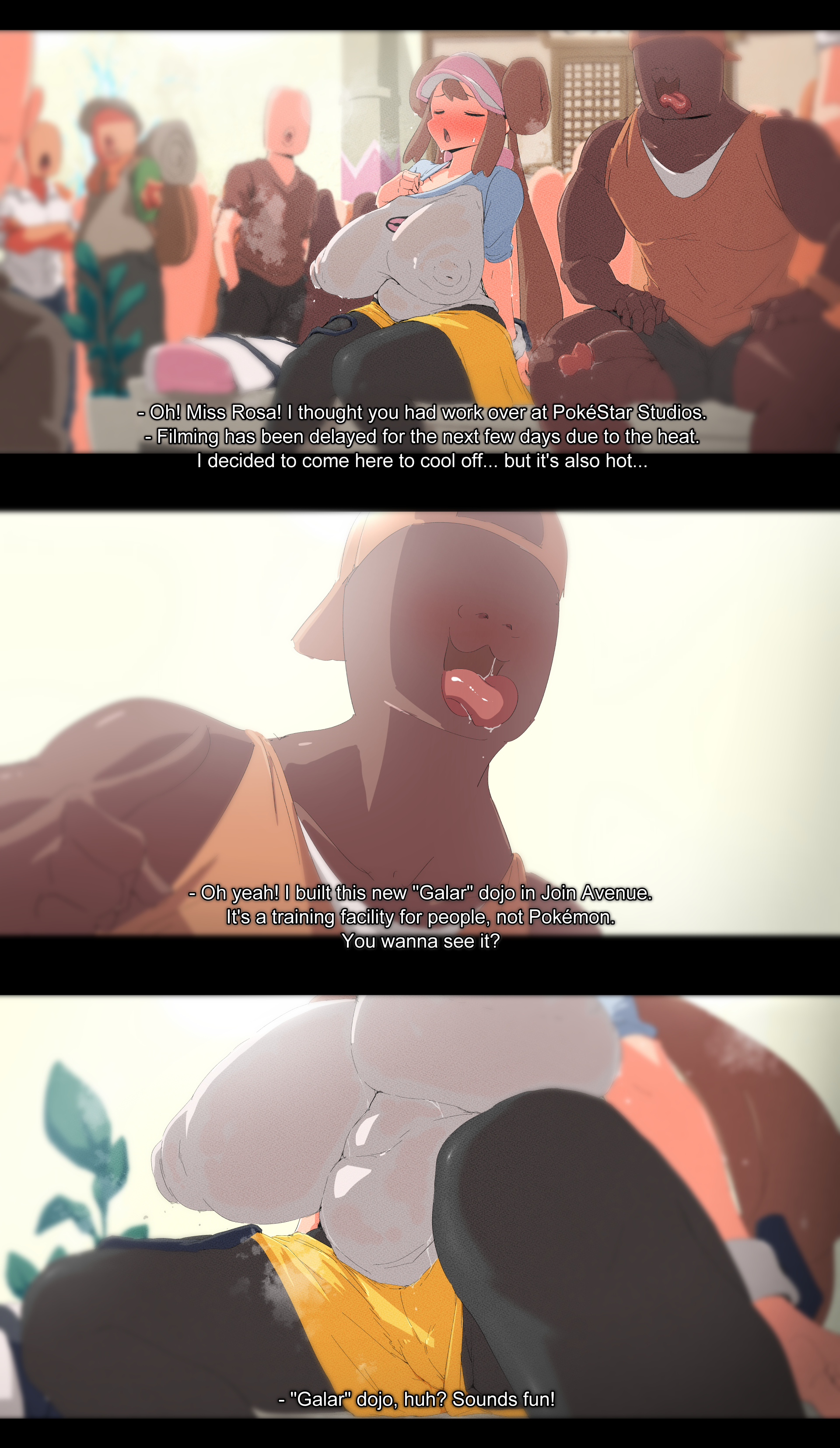 dark skin, dark-skinned male, female, male, nintendo, pantyhose, pokemon, pokemon bw2, rosa (pokemon), woohyoot