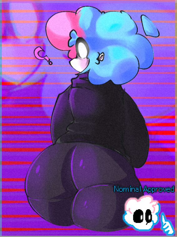 ass, back view, big ass, big butt, blue hair, chubby, femboy, femboy focus, feminine male, male, nominal dingus, pink hair, thick ass, thick thighs, thighs