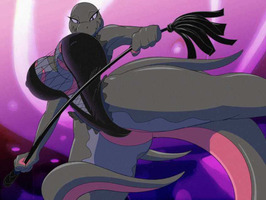 anthro, big breasts, breasts, detailed background, dominatrix, dracojeff, female, female focus, female only, femdom, furry, lizard, pokémon (species), pokemon, pokemon (species), purple background, salazzle, scalie, scalie humanoid, seductive, spread legs, tail, thick thighs