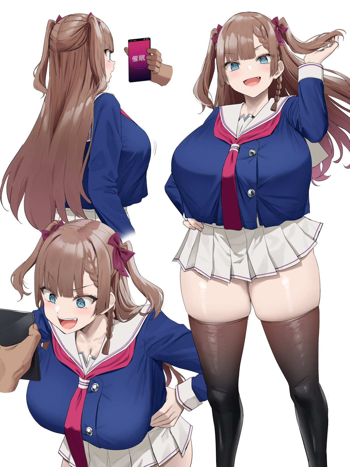 big breasts, breasts, female, oekakizuki, school uniform, short skirt, thick thighs