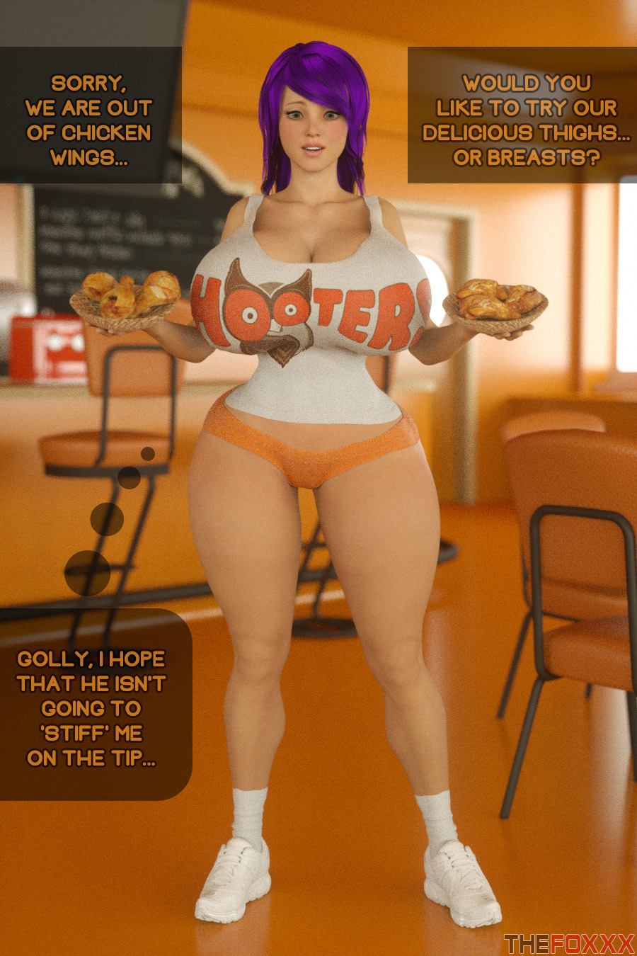 1girls 3d artist_name ass big_ass big_breasts booty_shorts breasts busty child_bearing_hips curvy female female_focus footwear gigantic_ass gigantic_breasts hair hips hooters hooters_uniform hourglass_figure huge_ass huge_breasts human large_ass large_breasts legs light-skinned_female light_skin lips long_hair massive_ass massive_breasts mature mature_female orange_clothing orange_shorts original_character sneakers socks solo thefoxxx thick_hips thick_legs thick_thighs thigh_gap thighs thong voluptuous waist watermark wendolin white_footwear white_socks wide_hips