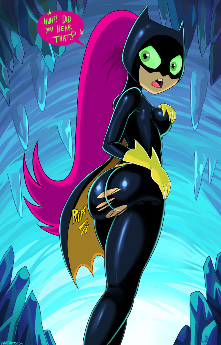 1girls alternate_costume batgirl batgirl_(cosplay) batman_(series) bodysuit cartoon_network dat_ass dc dc_comics koriand'r ripped_clothing shadman starfire teen_titans teen_titans_go