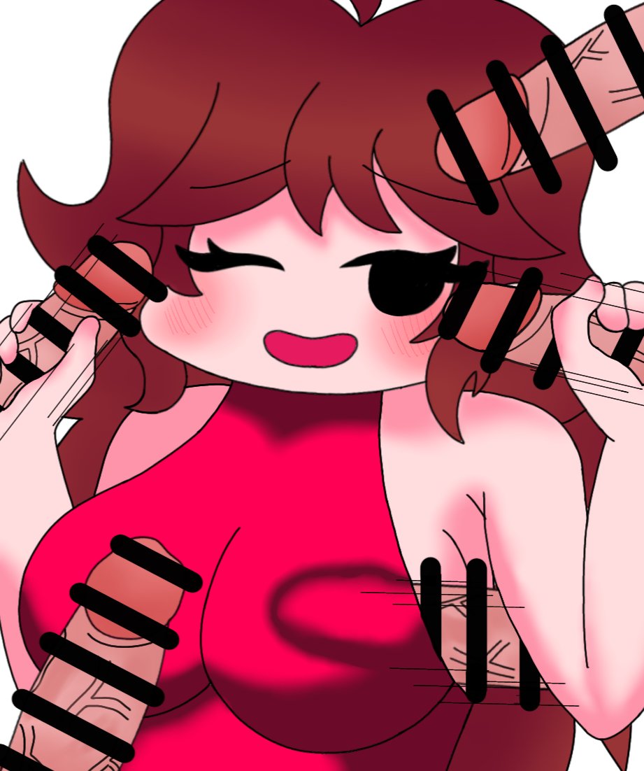 1girls, 5boys, auburn hair, big breasts, black eyes, blush, breasts, censor bar, censored, censored penis, cheating, cheating (relationship), cheating female, cheating girlfriend, double handjob, embarrassed, fnf, friday night funkin, gangbang, girlfriend (friday night funkin), handjob, long hair, netorare, ntr, one eye closed, open mouth, sideboob, sideboob paizuri, sleeveless dress, smile, tagme, vanfalco