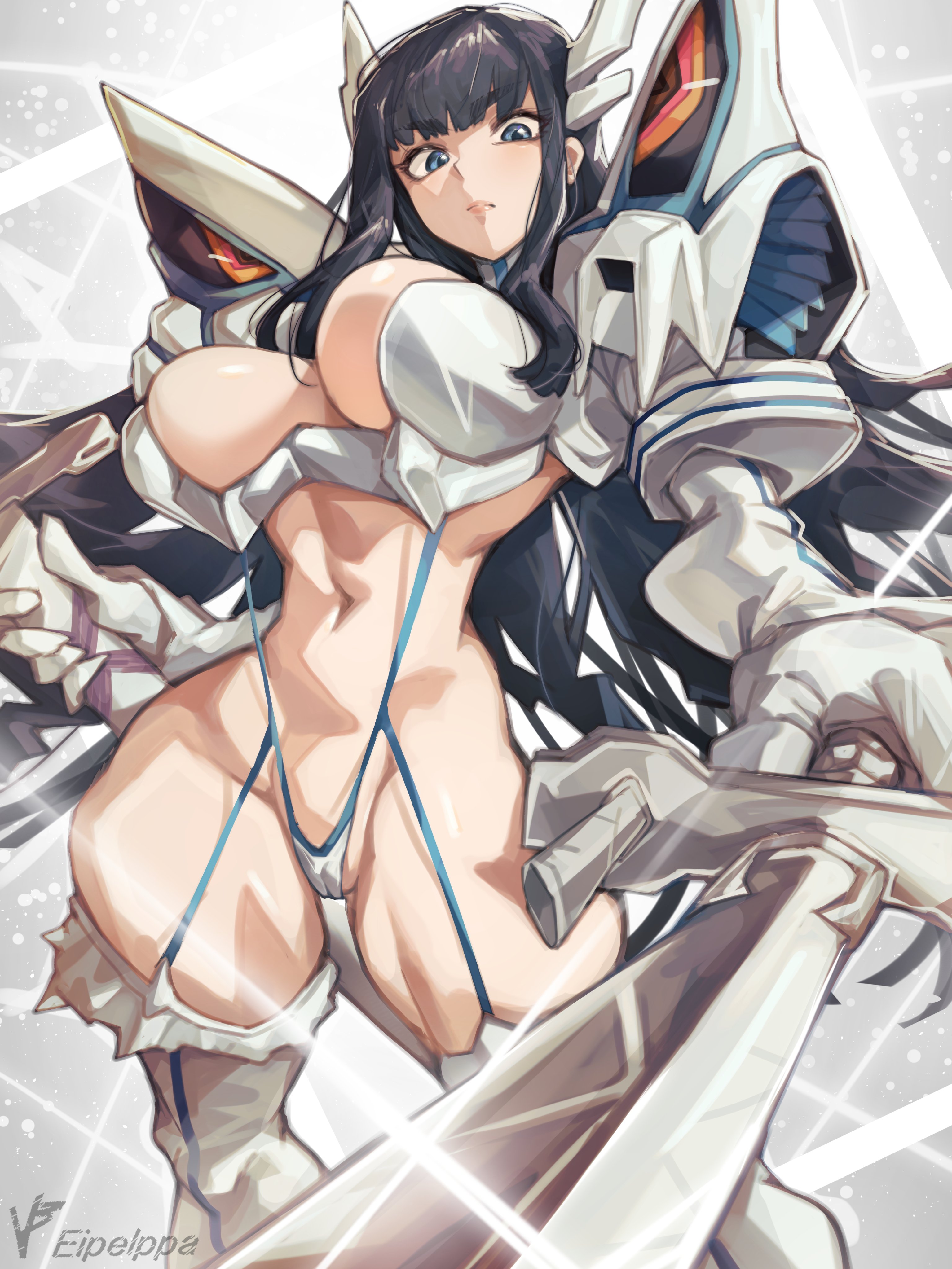 1girls, black hair, eipelppa, female, iepelppa, iparuputsua, ipelppa, junketsu, kill la kill, kiryuuin satsuki, looking at viewer, tagme
