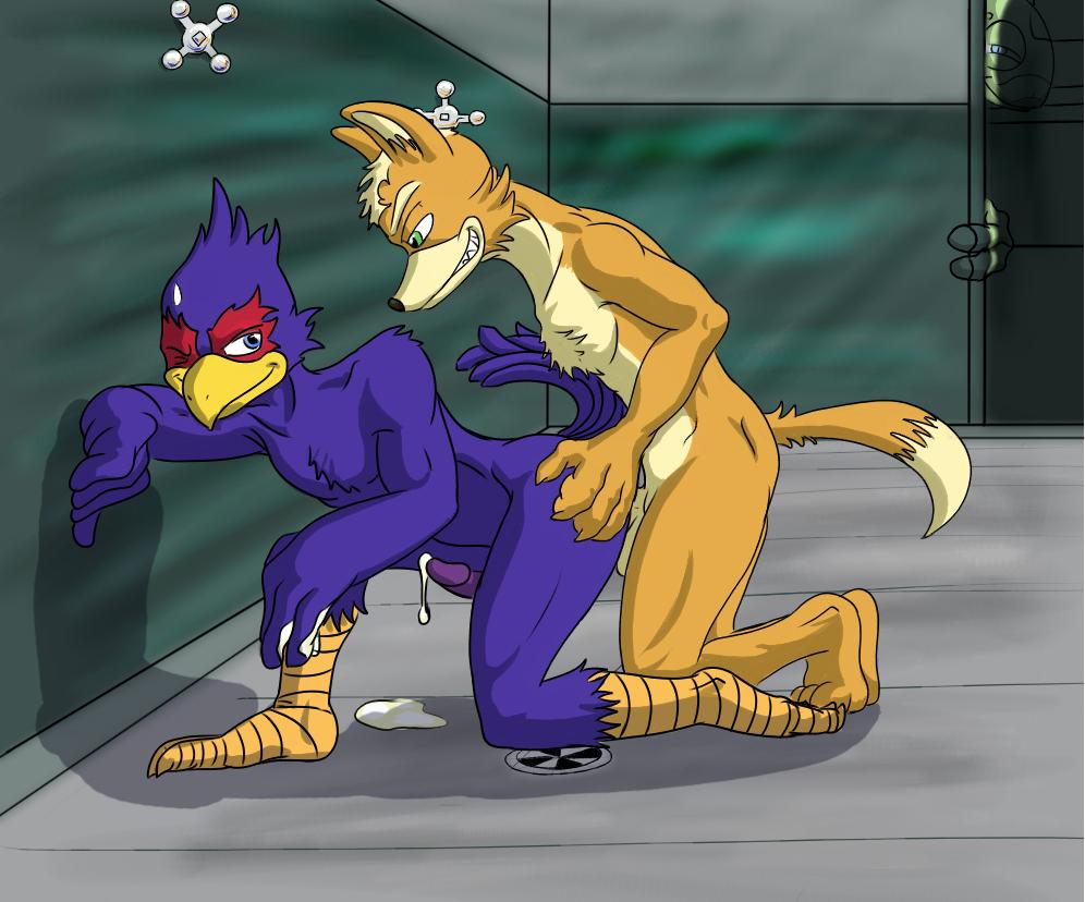 anal anthro avian balls being_watched bird blue_eyes canine cum falco_lombardi forsen_(artist) fox fox_mccloud fur furry furry_only green_eyes leon_powalski lizard male multiple_males no_humans penis scalie shower star_fox video_games yaoi