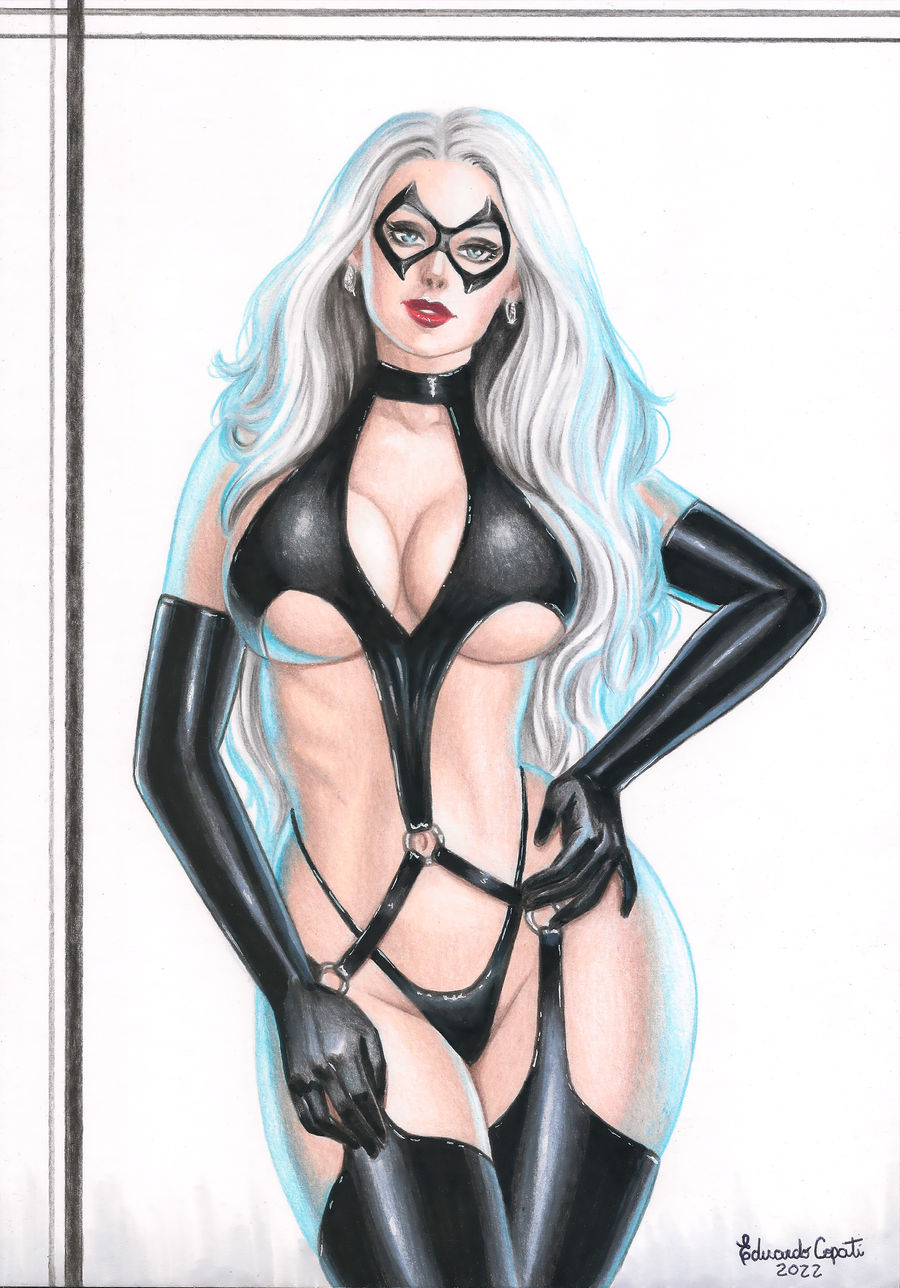 1girls big_breasts black_cat_(marvel) curvy_body curvy_female curvy_milf ed_benes_studio eduardo_copati felicia_hardy latex_gloves latex_suit latex_thighhigh_boots latex_thong long_hair looking_at_viewer marvel marvel_comics milf red_lipstick solo_female spider-man_(series) tagme voluptuous_female white_hair