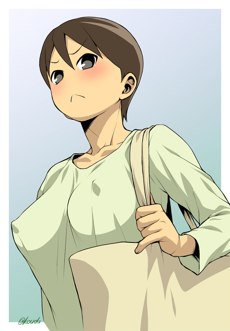 big_breasts dragon_pilot hisone_to_masotan hoshino_eri nipples_visible_through_clothing short_hair very_short_hair