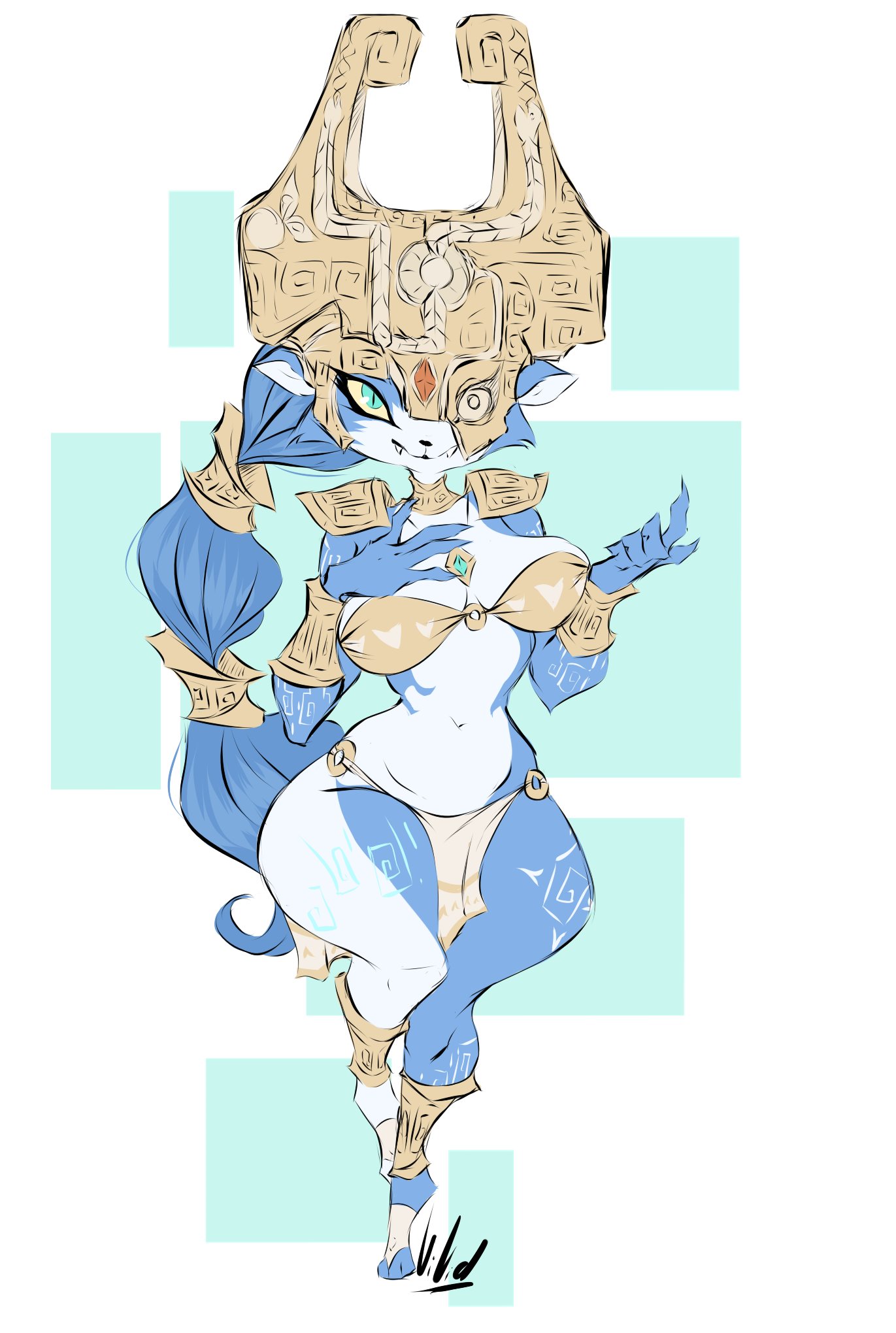1girls, anthro, breasts, cleavage, clothing, dullvivid, female, female only, fur, furry, fusion, imp, imp midna, krystal, midna, shortstack, solo, star fox, tagme, the legend of zelda, thick thighs, twilight princess