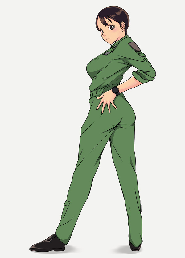 big_breasts dragon_pilot flight_suit hisone_to_masotan hoshino_eri short_hair very_short_hair