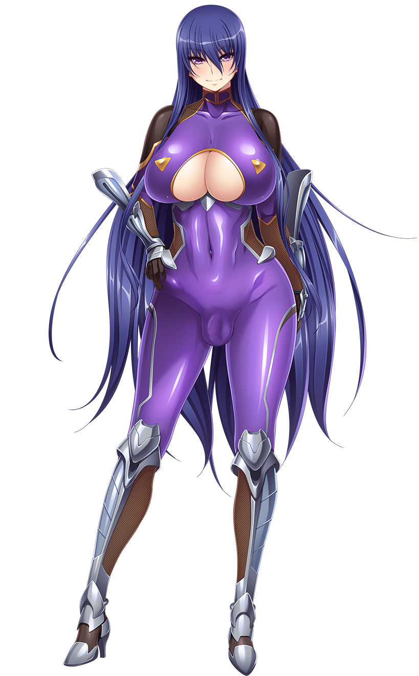 1futa akiyama_rinko aoi_nagisa_(artist) balls blue_hair bodysuit bulge clothed clothing dickgirl edit fully_clothed futa_focus futa_only futanari human light-skinned_futanari light_skin long_hair penis purple_eyes solo taimanin_(series) taimanin_asagi transparent_background