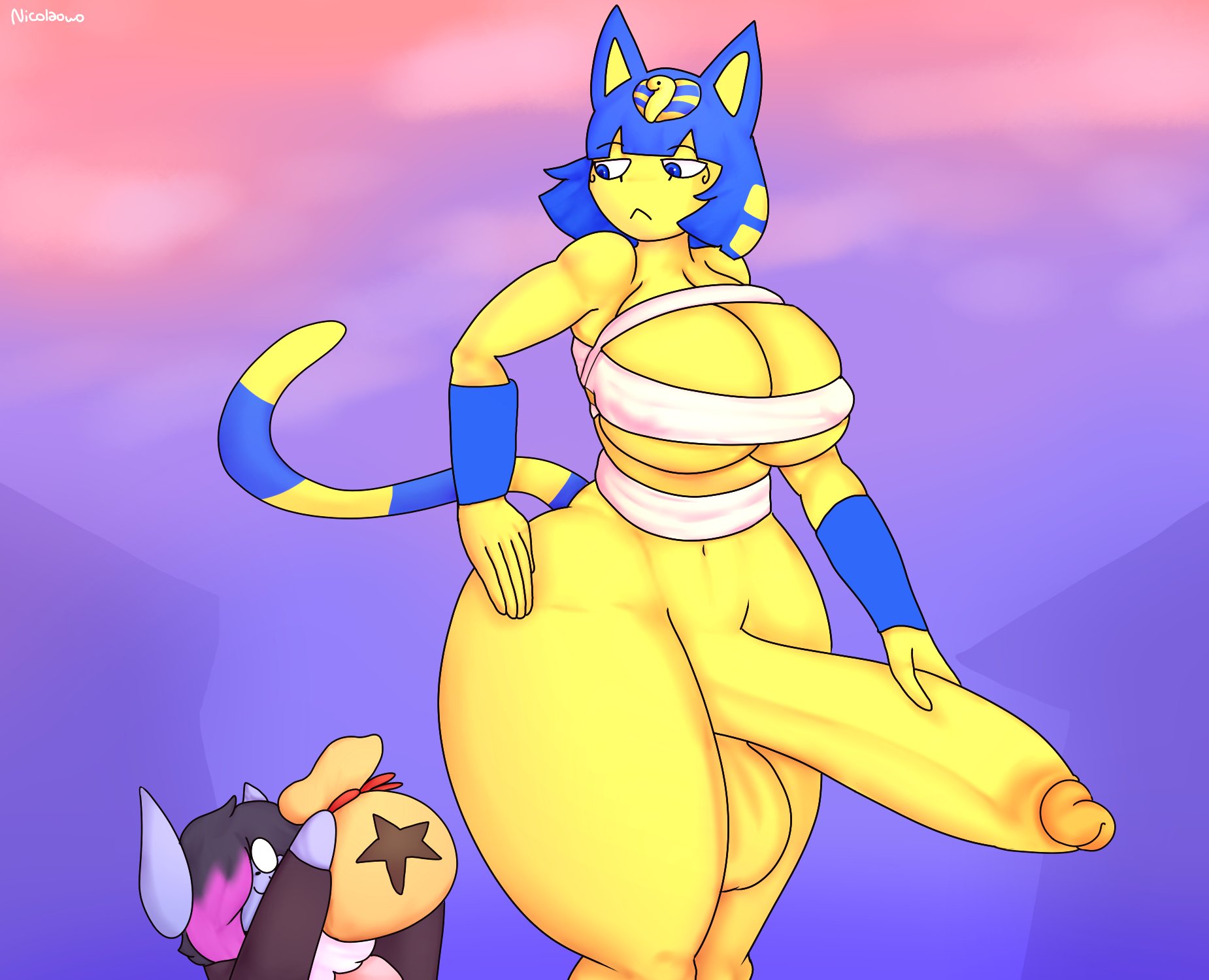 1futa, 2022, abby (nicolaowo), absol, animal crossing, ankha, anthro, balls, big balls, big breasts, bottomless, breasts, clothed, clothing, erection, furry, futa focus, futanari, huge cock, hyper, intersex, mostly nude, nicolaowo, nintendo, penis, pokémon (species), pokemon, pokemon (species), solo focus, tagme, thick thighs, wide hips