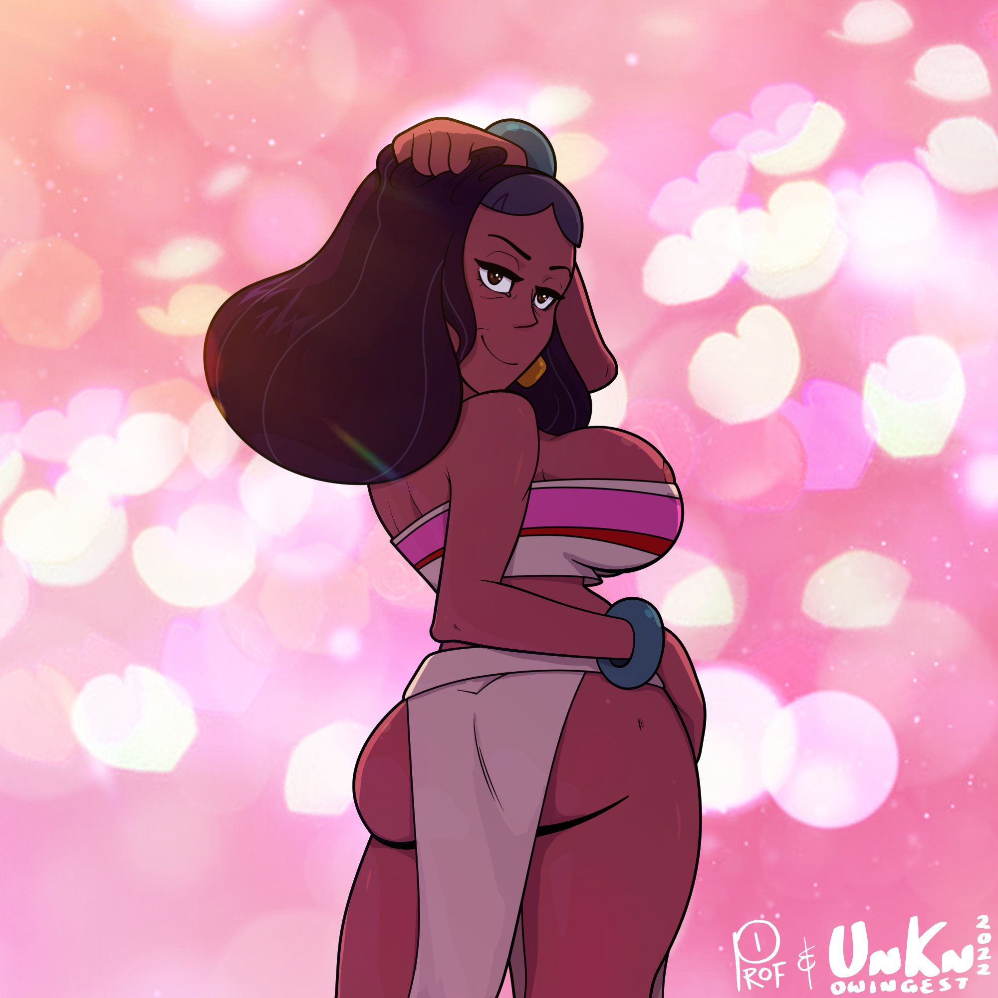 1girls, ass, back view, big breasts, breasts, brown hair, chel (cosplay), dark skin, dark-skinned female, dreamworks, female, female focus, female only, indian, indian female, loincloth, long hair, mature, mature female, milf, mother, priyanka maheswaran, profannytea, rear view, sideboob, steven universe, the road to el dorado, unknowingest