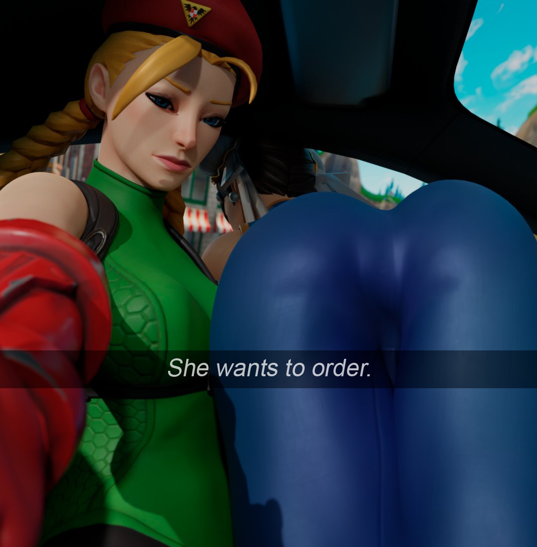 2girls, 3d, alternate version available, ass, ass focus, big ass, bubble ass, bubble butt, cammy white, cammy white (fortnite), capcom, chun-li, chun-li (fortnite), elsychzz, female, female face near ass, female only, fortnite, fortnite: battle royale, he wants to order, meme, selfie, snapchat, street fighter, street fighter alpha, street fighter iv, street fighter v, yuri