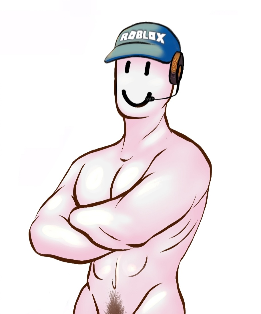 1boy crossed_arms hairy male male_focus male_only muscular muscular_male pale pale_skin pecs pectorals pubes pubic_hair roblox roblox_support robloxian single six_pack