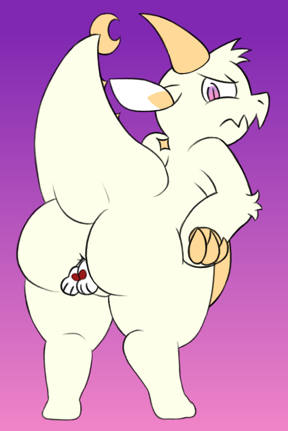 ambiguous_gender anal anal_vore angry anthro anus arm_tuft ass bent_over big_butt chikn_nuggit digitigrade dragon duo fwench_fwy_(chikn_nuggit) gradient_background hands_on_hips hidden97 horn huge_butt iscream_(chikn_nuggit) lagomorph leporid mammal pawpads pink_eyes rabbit simple_background thick_tail thick_thighs tuft vore white_body yellow_body