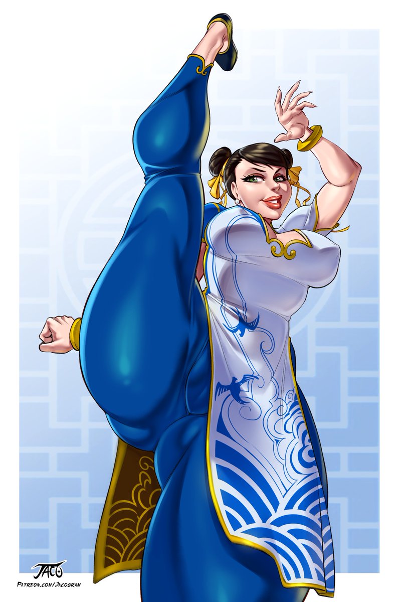1girls, 2022, artist name, asian, asian female, athletic, athletic female, big breasts, breasts, brown hair, busty, capcom, chun-li, eyebrows, eyelashes, eyes, female, female focus, female only, fit, fit female, hair, hips, hourglass figure, huge breasts, iacolare, jacogram, large breasts, legs, lips, solo, solo female, street fighter, street fighter 6, thick, thick legs, thick thighs, thighs, thunder thighs, voluptuous, watermark, wide hips