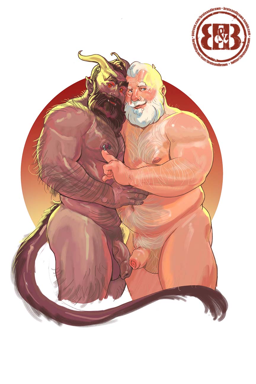 2boys balls ballsack bara barbell_piercing bear_(body_type) beard belly blue_eyes body_hair brown_hair bruteandbrawn christmas dark_hair facial_hair fangs flaccid_penis foreskin friendly gay hairy_balls hairy_male horns human humanoid humanoid_penis intact krampus light_skin long_beard long_foreskin male/male male_nipples male_only male_pubic_hair manly masculine mature_male mustache nipple_piercing nude_male old_man older_male overweight overweight_male penis pointy_ears red_eyes santa santa_claus scrotum small_penis smile smiling_at_viewer smooth_penis tail testicles thick uncut unretracted_foreskin veiny_penis white_hair