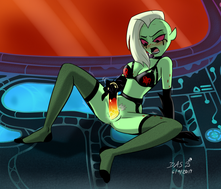 alien_girl dildo disney fishnets green_skin high_resolution lord_dominator no_panties punk_girl pussy red_eyes seductive sex_toy smile tagme thighhighs umayorokobi underwear vaginal_penetration wander_over_yonder white_hair