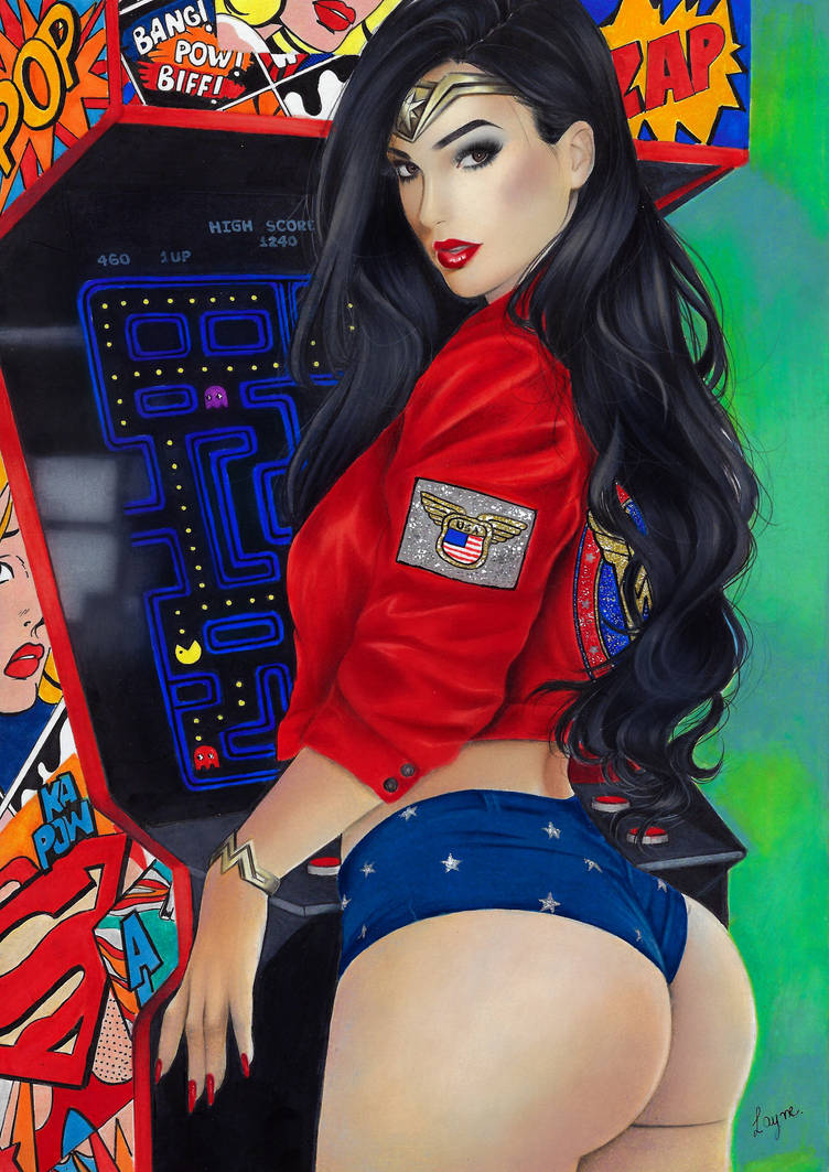 1girls arcade arcade_machine ass big_ass big_breasts black_hair bylayne dc dc_comics dc_extended_universe dceu diana_prince female female_only gal_gadot gamer_girl light-skinned_female long_hair makeup nail_polish pac-man_(series) painted_nails rear_view seductive_look shorts solo solo_female tagme thick_thighs wonder_woman wonder_woman_(dceu) wonder_woman_(series) wonder_woman_1984